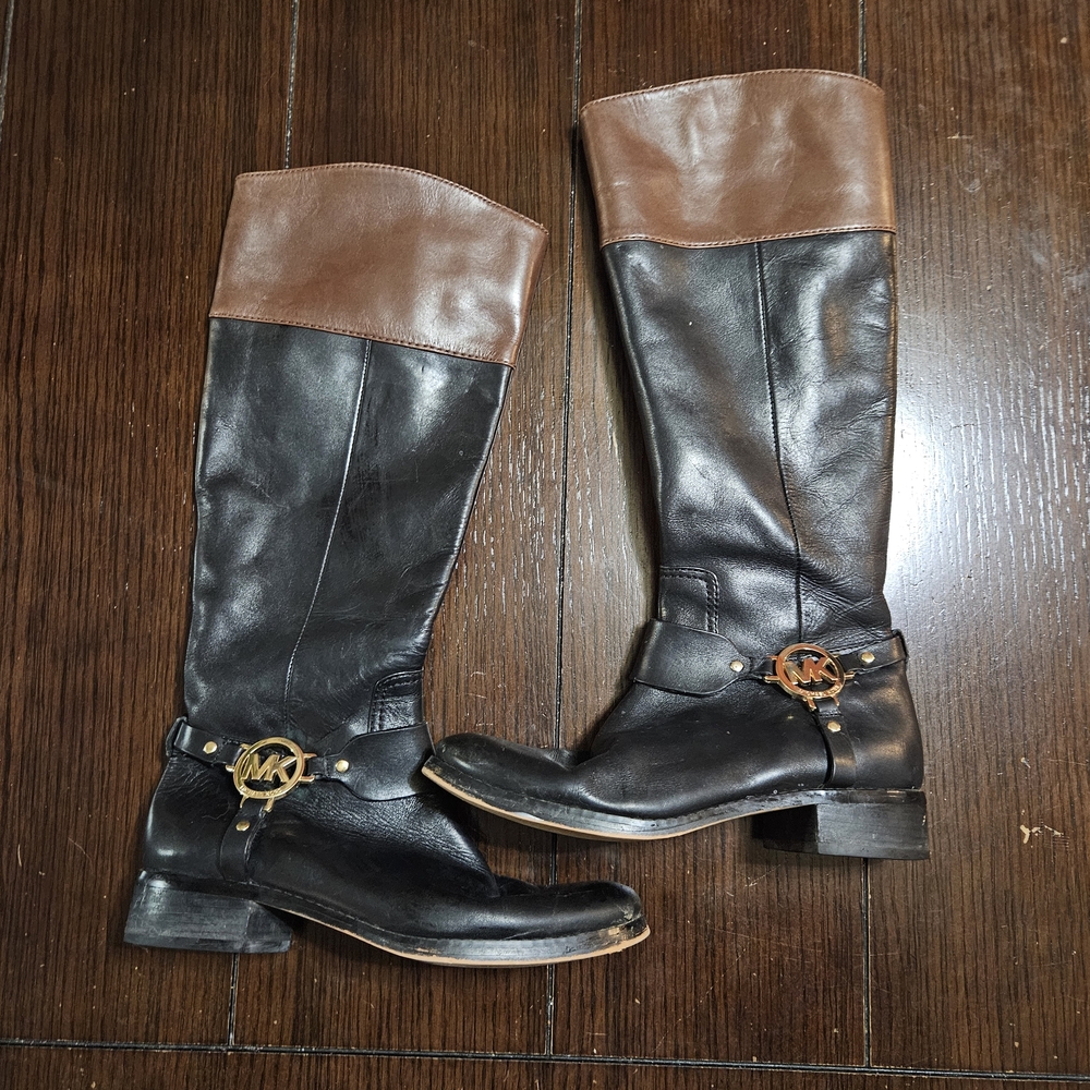 Michael Kors Black and Brown Leather Boots